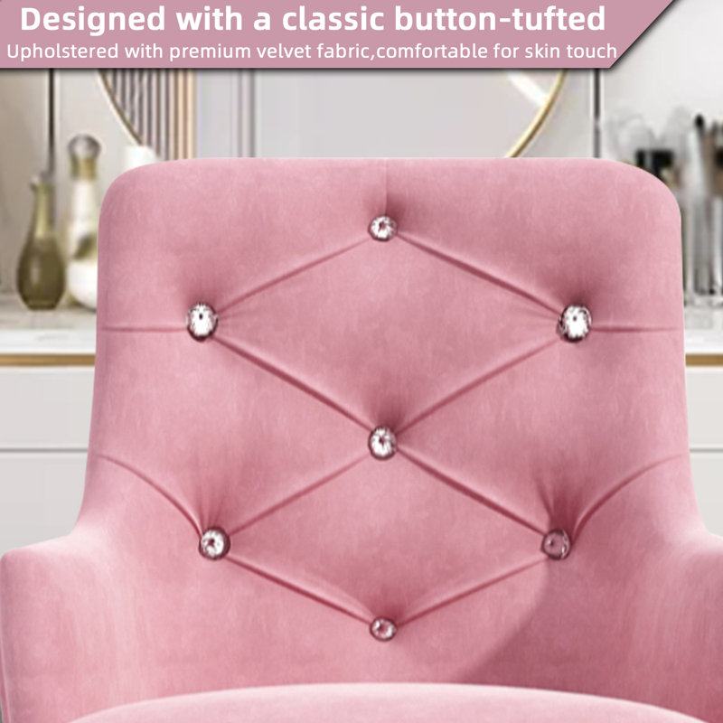 Mercer41 Sigolf Velvet Task Chair, Velvet Office Chair Vanity Chair for